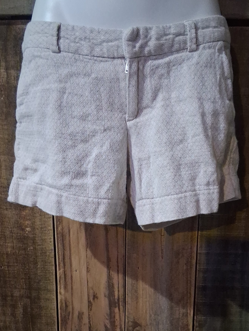 Banana Republic Light Cream Textured Bermuda Shorts